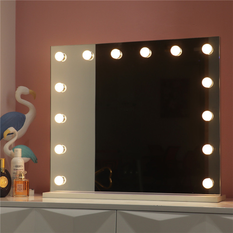 Fehér nagy asztali hollywoodi tükör 14PCS-es világító bumb smink Vanity Dressing